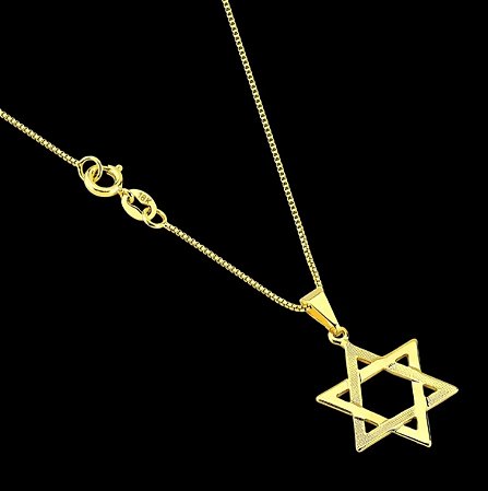 Corrente Colar Veneziana + Pingente Estrela de Davi Banhados a Ouro 18k