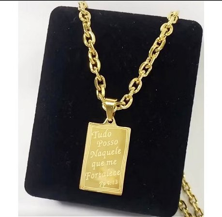 Corrente Masculina Cartier Gominho 4mm x 60cm Pingente de Tudo Posso