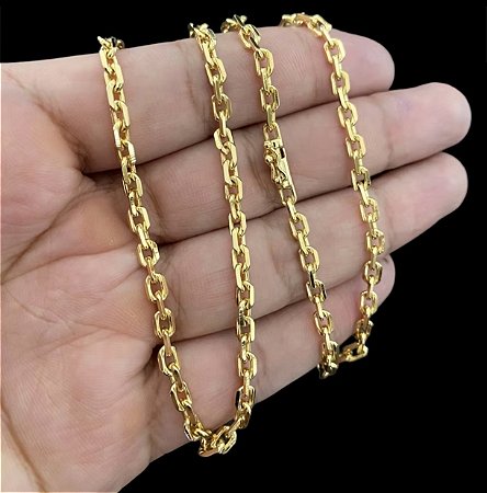 Corrente Masculina Cordão Cartier Cadeado 4,5mm Banhada a Ouro 18k