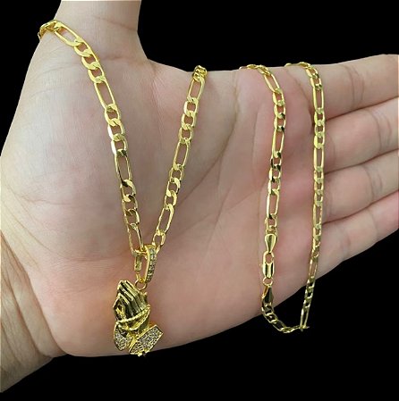 Corrente masculino 3x1 de 6 mm banhado com 10 milesimos de OURO 18k com
