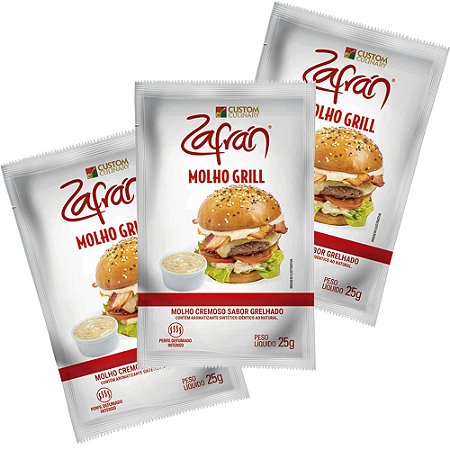 Molho Grill Custom Culinary® Zafrán® | Sachê - Caixa com 100 unidades de 25g