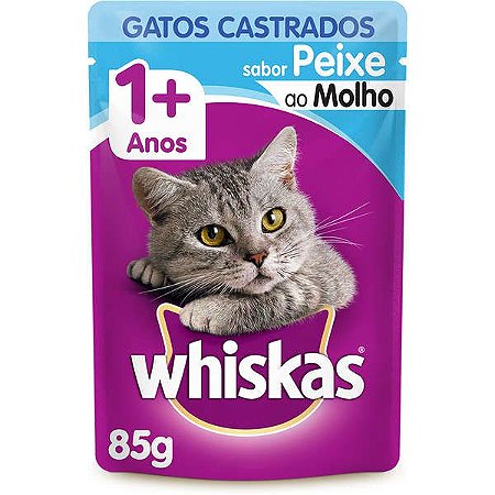 Whiskas Sachê Peixe ao Molho para Gatos Adultos Castrados