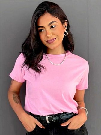 T-Shirt Lisa ¨Rosa BB¨ - 100% Algodão Fio 30.1