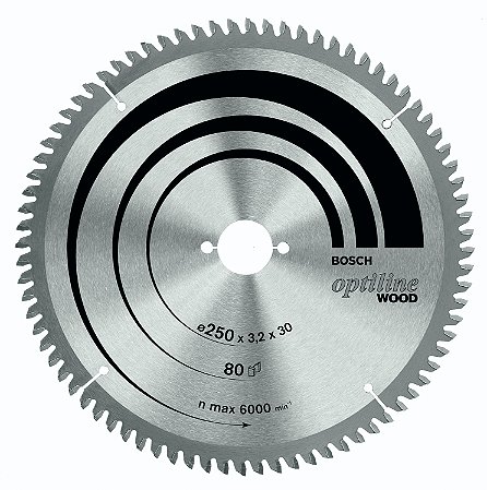 Disco de serra circular Bosch Optiline Wood ø254, furo de 30 mm, espessura de 1,8 mm, 24 dentes