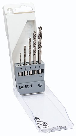 Jogo de Brocas Bosch para Madeira 3 Pontas de Aço Rápido 2,0-6,0mm (encaixe hexagonal 1/4") com 5 unidades