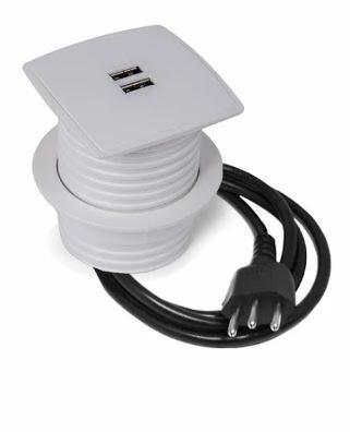 Caixa Multy Passa Cabos Branco 2USB 5V2.1A com Cabo NBR