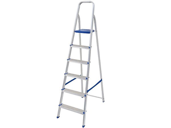 ESCADA ALUMINIO MOR MF 6 DEGRAUS ATÉ 120 KGS