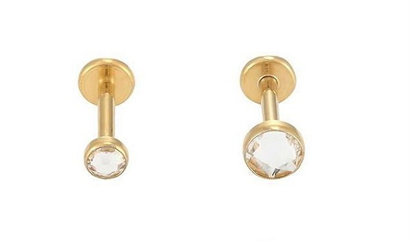 Labret com zircônia Cravejado PVD Gold-Titânio