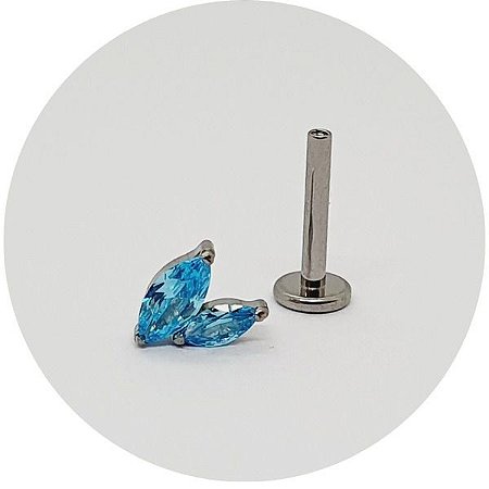 Piercing mini ramo zircônia azul-Titânio