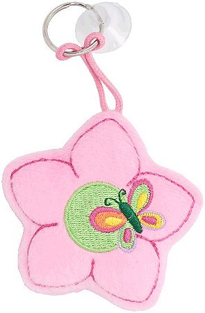 Chaveiro flor rosa com borboleta