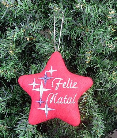 Enfeite de Natal estrela Feliz Natal