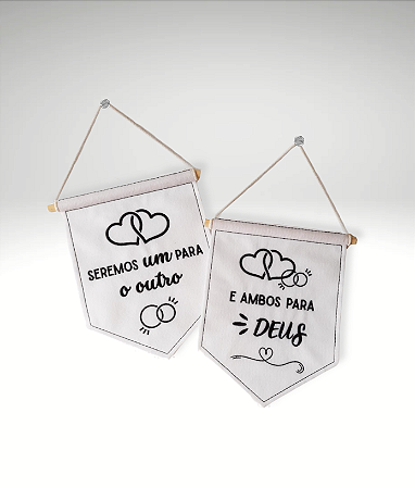 Conjunto 2 Flâmulas Seremos um para o outro e ambos para Deus