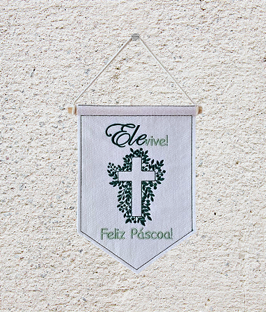 Flâmula Ele Vive Feliz Páscoa branco