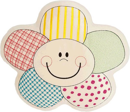 Almofada flor patchwork bege