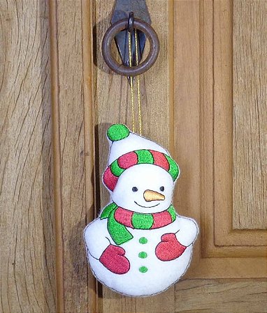 Enfeite de Natal Boneco de neve verde e vermelho