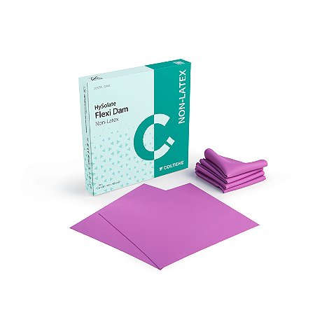 Lençol de Borracha "NON-LÁTEX" Flexi Dam Roxo Médio 6X6 com 30 unidades - Coltene