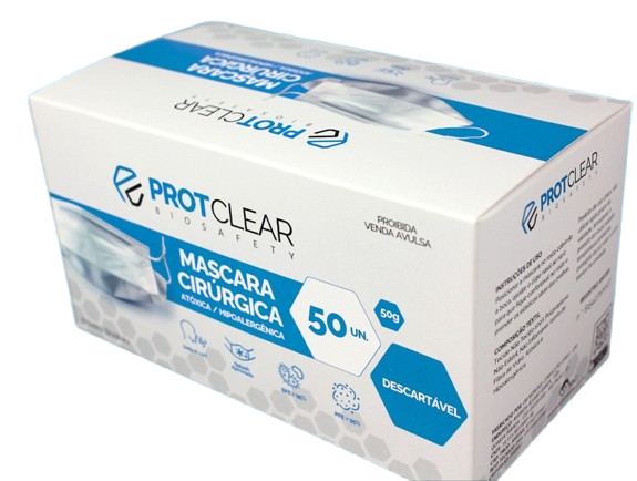 Máscara Cirúrgica Descartável com Elástico – Tripla Camada e Synergex 99,9% proteção (branca)