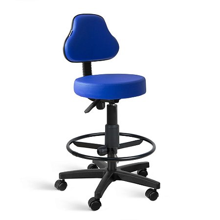Cadeira Mocho Sapri Giratória Alta com Aro Azul