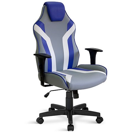 Cadeira Gamer Obeso Plus Size Giratória Relax C/Braços CZ/AZ/BC