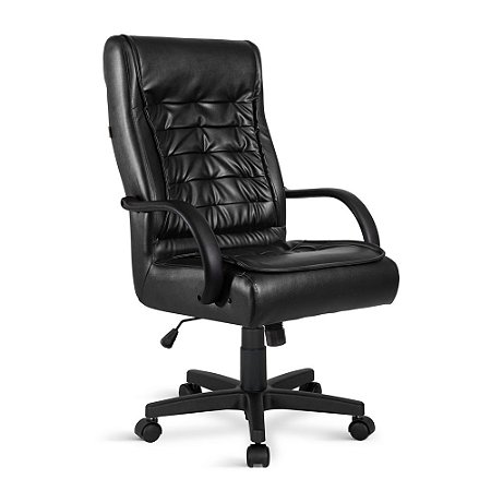 Cadeira Presidente Serino Giratória PT Relax C/Braços Preta