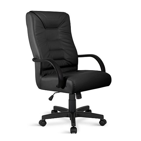 Cadeira Presidente Pompéia Giratória PT Relax C/Braços Preta