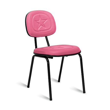 Cadeira Secretaria Estrela Pé Palito Rosa