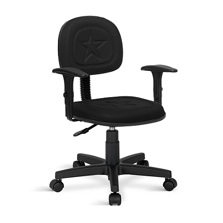 Cadeira Secretaria Estrela Giratória Universal C/Br Preta