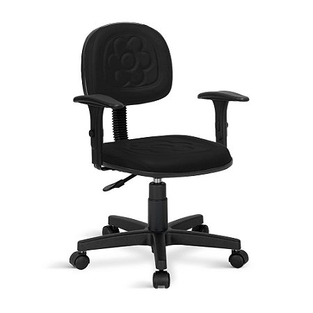 Cadeira Secretaria Flor Giratória Universal C/Braços Preta