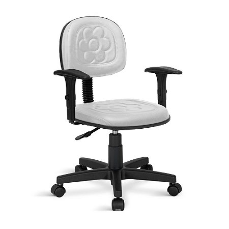 Cadeira Secretaria Flor Giratória Universal C/Braços Branca