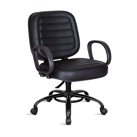 Cadeira Obeso Belluno Max 200 KG Plus Size Giratória Preta