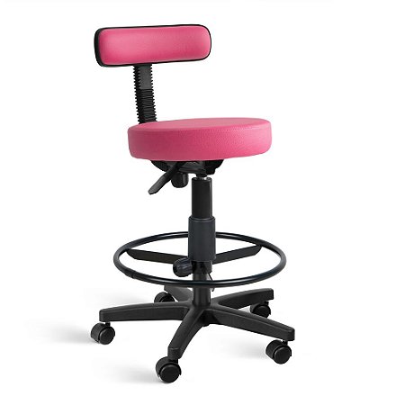 Cadeira Mocho Patti Giratória Alta com Aro Rosa