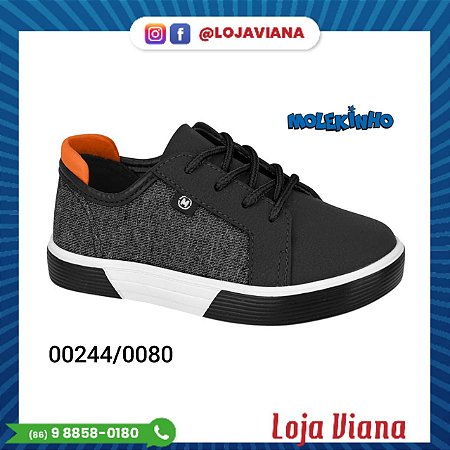 Tênis Molekinho Infantil Recortes Preto Ref.2136644 - Loja Viana