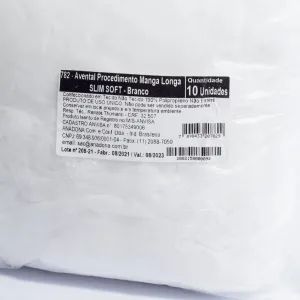 AVENTAL DESCARTAVEL MANGA LONGA PUNHO LATEX C/10 ANADONA - BRANCA