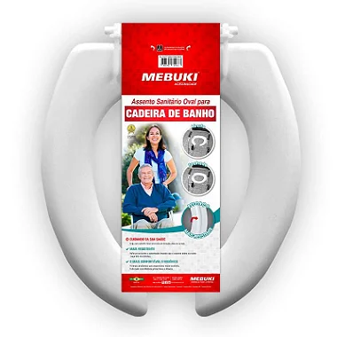 ASSENTO SANITÁRIO OVAL PARA CADEIRA DE BANHO ABERTO MEBUKI - BRANCO