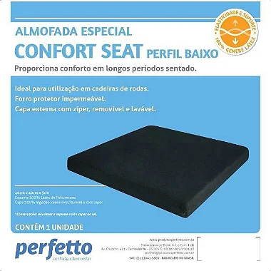 ALMOFADA COMFORT SEAT PERFIL BAIXO PRETA  PERFETTO - PRETA
