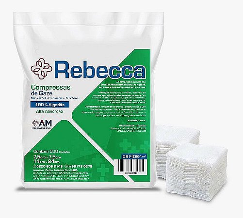 COMPRESSA DE GAZE NÃO ESTÉRIL COM 500 UNIDADES REBECCA