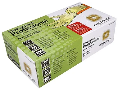 LUVA DESCARTÁVEL LÁTEX COM PÓ CX COM 100 UNIDADES DESCARPACK