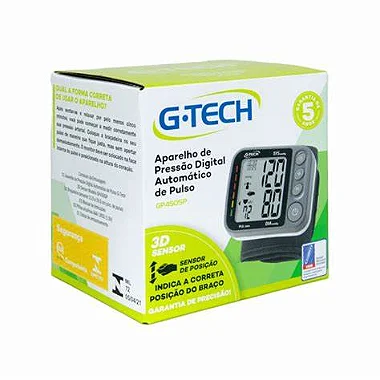 APARELHO DE PRESSÃO DIGITAL AUTOMÁTICO DE PULSO GP450SP G - TECH - CINZA