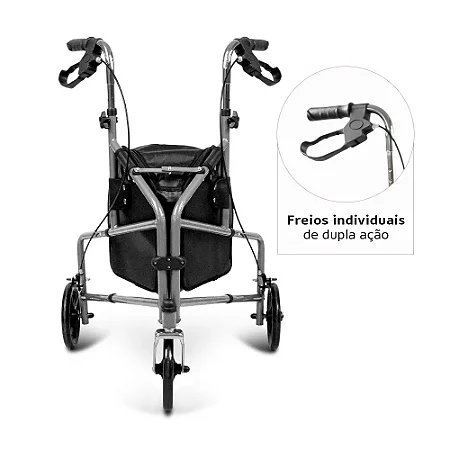 ANDADOR 3 RODAS D11 DELLAMED - PRETO