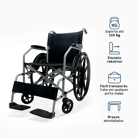 CADEIRA DE RODAS D100 POP DELLAMED - PRETO