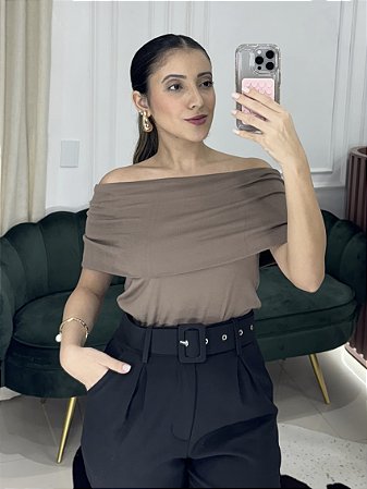 Blusa Ombro Curta Militar