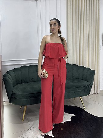 Macacão Babados Vermelho