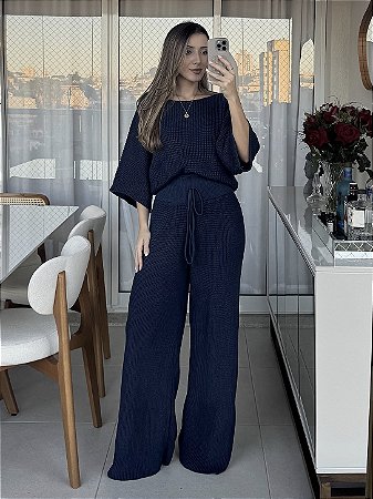 Conjunto Tricot Alana Azul Marinho
