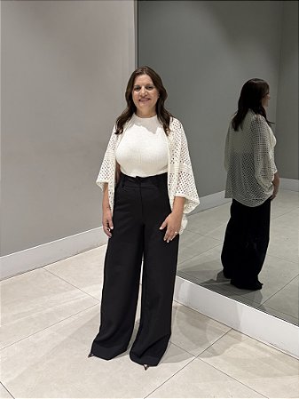 Conjunto Casaco e Regata Tricot Off White