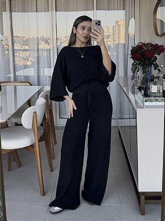 Conjunto Tricot Alana Preto