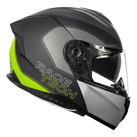 Capacete Race Tech Signal Active Preto Fosco/Titanium/Yellow