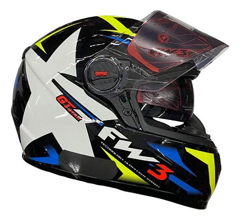 Capacete FW3 GTX Star Preto/Amarelo/Azul