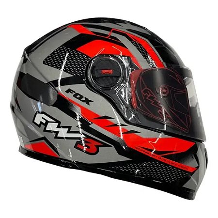 Capacete FW3 GTX Fox Grafite com Vermelho