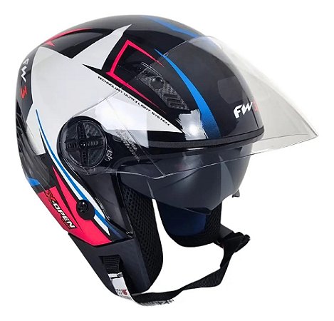 Capacete FW3 X Open Up Star Azul/Rosa - MFCAPACETES