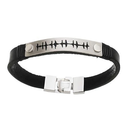 Pulseira Masculina de couro preto
